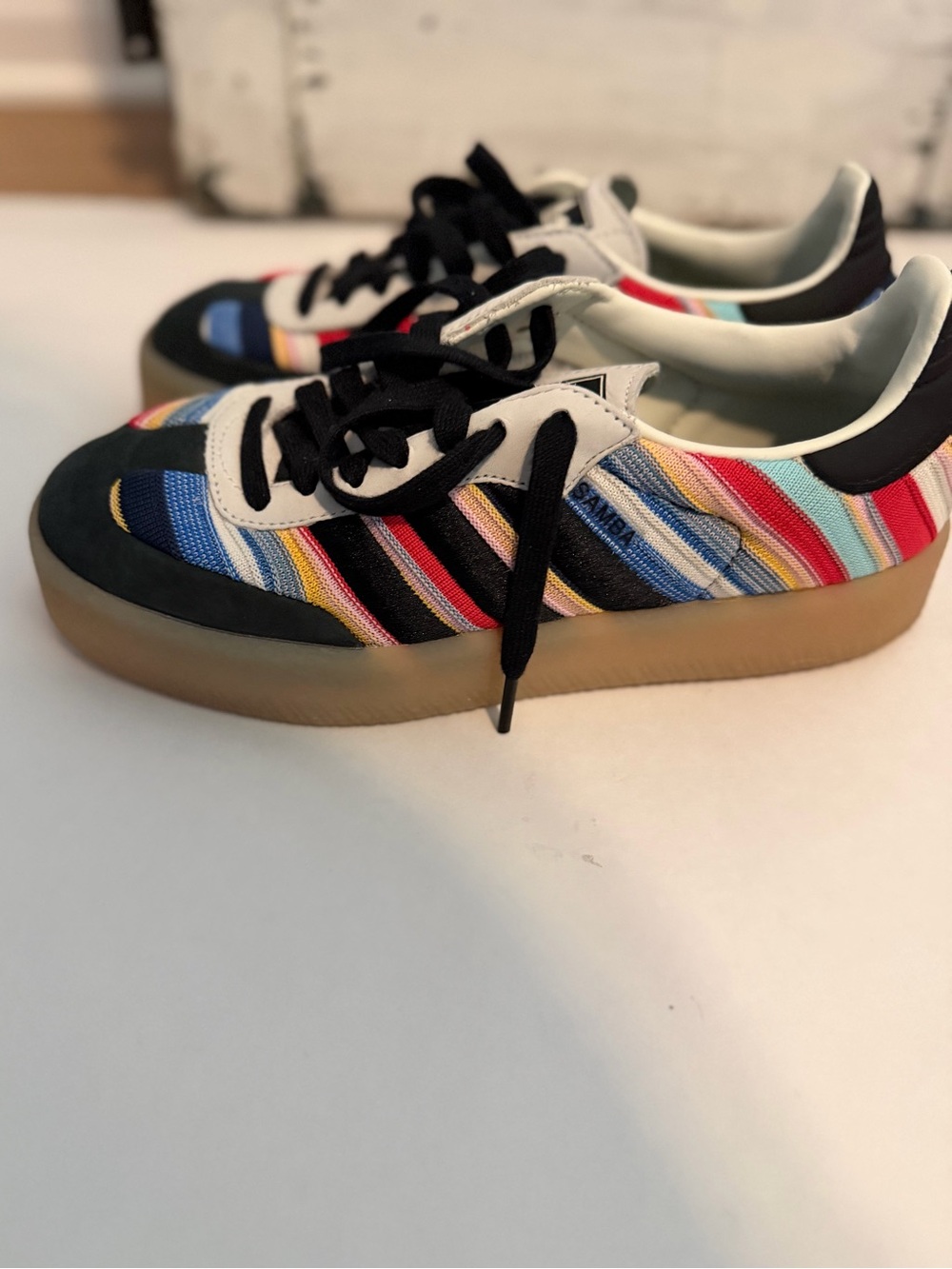 RARE!! ADIDAS Samba X KSENIA SCHNAIDER Multi Colour Striped Sneakers Size 7 - Picture 5 of 8